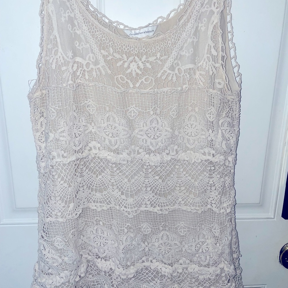 Cream Colored Lace Tank-top